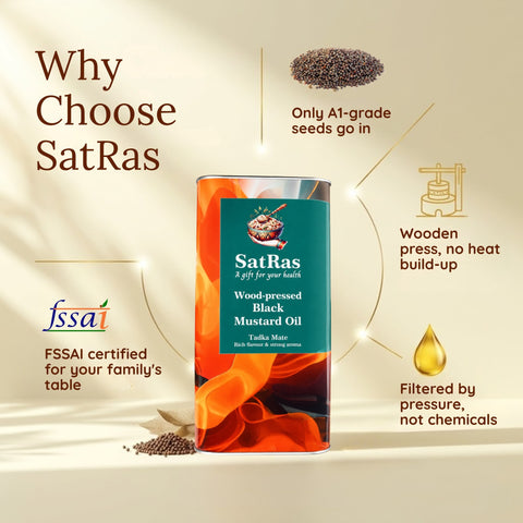 SatRas Wood Pressed Black Mustard Oil