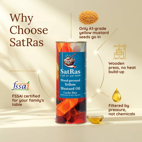 SatRas Wood Pressed Yellow Mustard Oil (1l)