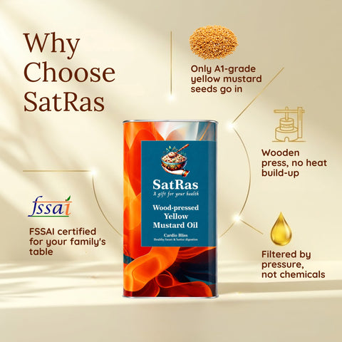 SatRas Wood Pressed Yellow Mustard Oil (1l)