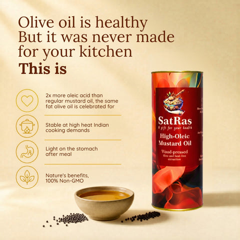 SatRas Wood Pressed High Oleic Mustard Oil (1l)