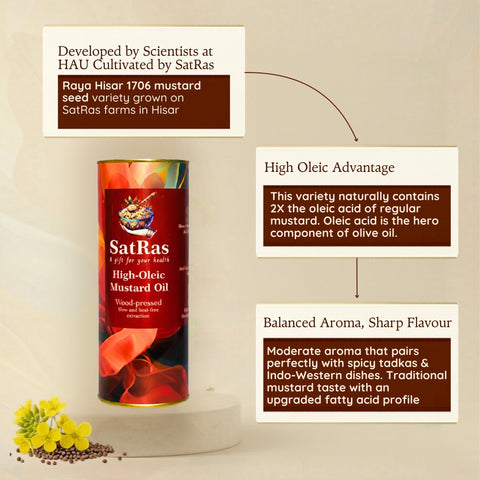 SatRas Wood Pressed High Oleic Mustard Oil (1l)