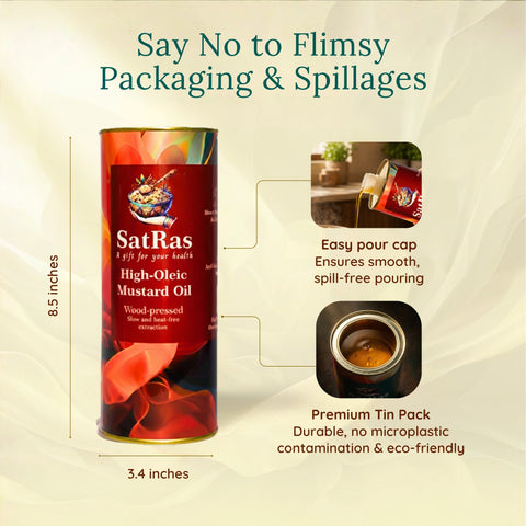 SatRas Wood Pressed High Oleic Mustard Oil (1l)