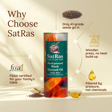 SatRas Wood Pressed Black Mustard Oil