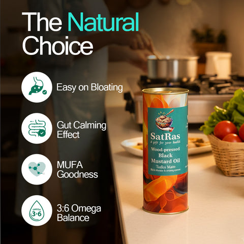 SatRas Combo of Wood Pressed Black & Yellow Mustard Oil 1 ltr Each